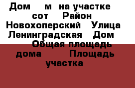 Дом 76 м² на участке 16 сот. › Район ­ Новохоперский › Улица ­ Ленинградская › Дом ­ 16 › Общая площадь дома ­ 76 › Площадь участка ­ 1 600 › Цена ­ 830 000 - Воронежская обл., Новохоперский р-н, Новохоперск г. Недвижимость » Дома, коттеджи, дачи продажа   